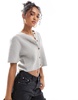 Brave Soul short sleeve cardigan in gray