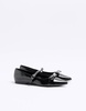 River Island pointed mary jane ballet in black