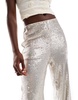 ASOS DESIGN tailored sequin ankle grazer pants in cream