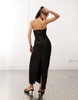 Amy Lynn allover fringe sequin bandeau midi dress in black
