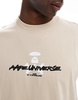 Aape By A Bathing Ape logo t-shirt with camo back print in beige