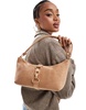 ASOS DESIGN faux suede dog clip shoulder bag in tan