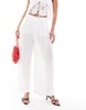 Bershka wide leg linen look pants in white