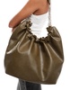 ASOS DESIGN ruched opening tote bag with chain handle in khaki
