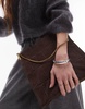 Mango suede square shoulder bag in dark brown