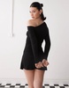 Reclaimed Vintage slinky long sleeve mini skort dress in black