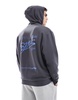 ASOS DESIGN oversized hoodie with front and back text print in charcoal