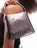 Topshop Gretel mini grab bag with metal handle in pewter