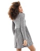 Miss Selfridge funnel neck ribbed smock mini dress in gray