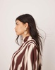 ASOS EDITION high neck oversized top in chocolate wavy print - part of a set