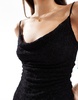 Bershka cowl neck lace overlay maxi dress in black