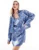 Vero Moda chuck on satin jacket in denim print - part of a set