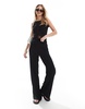 Brave Soul textured straight leg pants in black