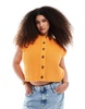 ASOS DESIGN Curve boxy knit stitch vest with button detail in orange