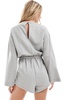 ASOS DESIGN long sleeve romper with channel waist and super shorts in gray