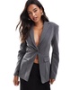 Bershka cinched waist blazer in gray