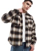 Bershka plaid washed shirt in brown