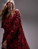 Topshop channeled chuck on printed midi dress in multi