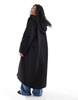 ASOS DESIGN clean longline puffer coat with hood in black