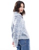ASOS DESIGN knitted collar sweater with twist neppy yarn in blue