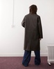 Reclaimed Vintage leather look longerline shacket in dark washed brown