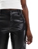 Bershka straight leg faux leather pants in black