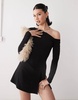 Reclaimed Vintage slinky long sleeve mini skort dress in black