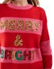 Brave Soul oversized Christmas sweater with sequins in pink and red stripe