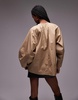 ARKET oversized blouse with bow front detail in dark beige