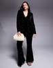 ASOS LUXE Curve pearl embellished velvet blazer in black - part of a set