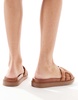 ALDO Wylalaendar padded footbed sandals in medium brown leather