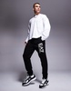 EA7 front logo sweatpants in black