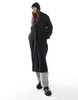 Pieces oversized tailored maxi coat in black
