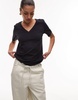 ARKET stretch jersey v-neck T-shirt in navy blue