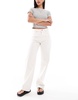 Bershka straight fit wide leg jeans in white