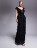 AFRM Trista mesh ruffle maxi dress with lace panels in black