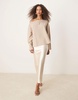 ASOS DESIGN off-shoulder super soft oversized top in oat