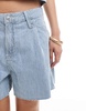 Mango pinstripe denim shorts in light blue - part of a set