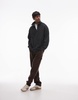 Topman washed 1/4 zip sweatshirt in black