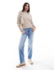 ONLY high neck puff sleeves sweater in light beige