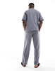 Bershka textured pull on pants in gray - part of a set
