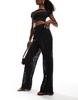 ASOS DESIGN lace wide leg pants in black