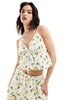 ASOS DESIGN broderie babydoll cami top in lemon print - part of a set