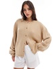 ASOS DESIGN knit oversized cardigan in brown