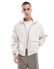 Bershka harrington tailored jacket in ecru
