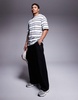 ADPT oversized stripe T-shirt in gray/black/white