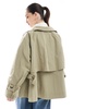 ASOS DESIGN funnel neck cape back cropped trench coat in olive