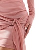 Bershka bardot mini dress with ruched detail in baby pink
