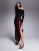 AFRM bria ls top with asymmetrical neckline in crepe knit in black