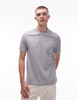 ARKET pique jersey short sleeve polo shirt in gray melange